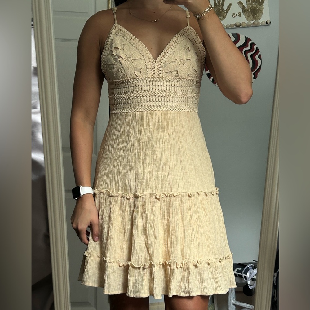 Love Tree Cream Ruffled Tiered Sundress
